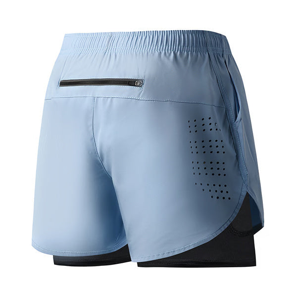 Men Running Shorts Quick-Drying Fitness Shorts Double Layer Workout Pants for Training & Bodybuilding
