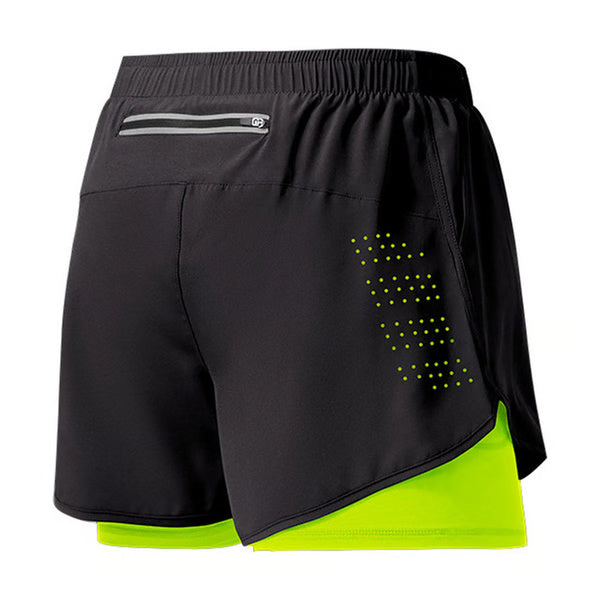 Men Running Shorts Quick-Drying Fitness Shorts Double Layer Workout Pants for Training & Bodybuilding
