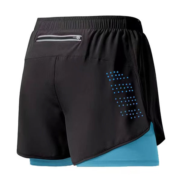 Men Running Shorts Quick-Drying Fitness Shorts Double Layer Workout Pants for Training & Bodybuilding